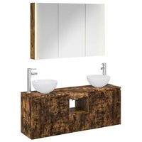 juego de muebles de bano 4 uds roble ahumado vidaxl