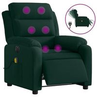 sillon reclinable de masaje electrico terciopelo verde oscuro vidaxl