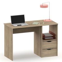 escritorio mesa de ordenador 76x115x50cm 2 cajones oficina habitacion juvenil desk tocador madera  briebe prakt