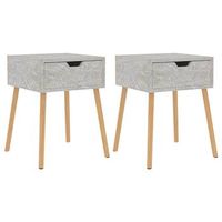 juego de 2 mesitas de noche - mesillas madera de ingenieria gris hormigon mc6035
