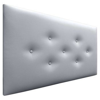 Dhome Cabecero De Polipiel Con 3 Hileras Intercaladas De Botones Cabezal Tapizado Cama Lujo (plata, 105cm)
