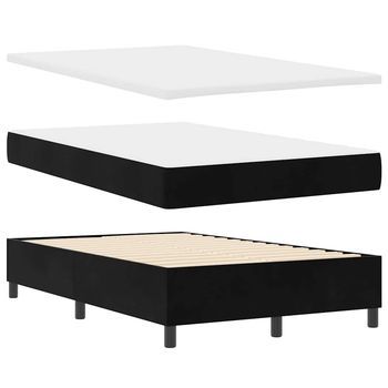 Cama Tipo Box Spring Con Colchón Negro 120 X 190 Cm Terciopelo