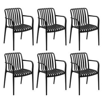 Pack De 6 Sillas Apilables De Exterior Con Reposabrazos Kaia En Polipropileno 7house