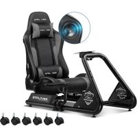 cockpit de simulacion de carreras gtplayer con altavoces y soporte universal