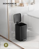 papelera de bano 8 litros con pedal de acero negro