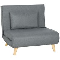 homcom sillon cama individual 2 en 1 sofa cama plegable con respaldo ajustable y cojin para sala dormitorio 90x78x79 cm gris