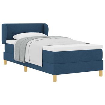 Cama Tipo Box Spring Con Cabecera Azul 100 X 200 Cm Tela Vidaxl