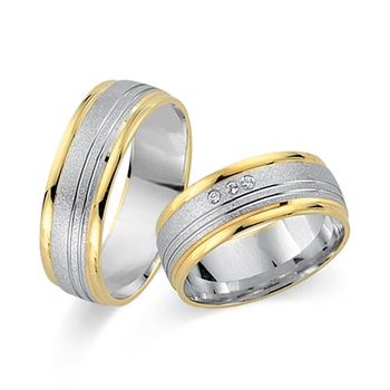 Alianzas 8 quilates oro amarillo-blanco 3 diamantes