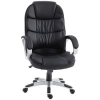 homcom silla de oficina ergonomica giratoria en piel pu funcion de balanceo altura ajustable capacidad 120kg negro