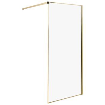Mampara De Ducha Baño De Vidrio Templado Sin Puerta Dorado 90 X 190 Cm Waspam