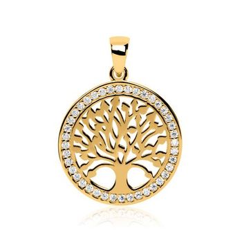 Colgante árbol de la vida en oro 8 quilates con circonita