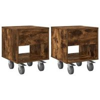pack 2 uds mesita de noche  armario de noche  mesa de noche roble ahumado 405 x 40 x 48 cm
