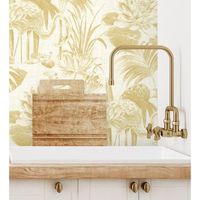 papel pintado vinilico ecologico de flamencos flores y plantas - flamingo palace 680668 de gaulan - rollo de 10 m x 053 m