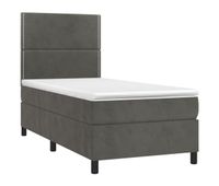 cama box spring colchon y led terciopelo gris oscuro 90x200 cm liso con clavos