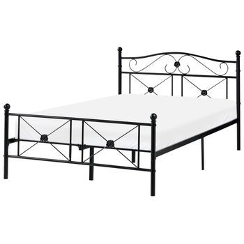 Cama De Metal 120 X 200 Cm Con Somier De Láminas Minimalista Retro Negro Rodez