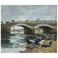 legendarte - cuadro lienzo impresion digital - lavandieres pres dun pont - eugene boudin - decoracion pared cm 50x70