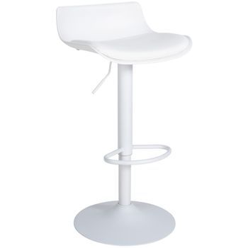 Taburete De Bar Aveiro Imitación Cuero Simil Cuero Blanco 44x43x69 Cm Clp