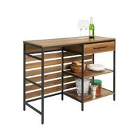 sobuy fsb71-pf aparador de comedor mesa de cocina con cajon y 2 estantes estructura de acero estable 120 x 45 x 90 cm es