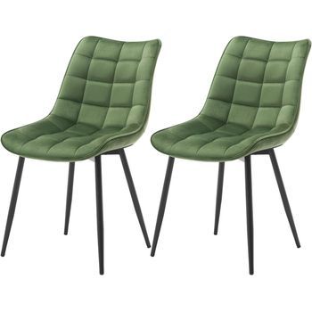 Set 2 Sillas De Comedor Sillas De Cocina Escandinavas De Terciopelo Patas De Metal Oscuro - Verde - Woltu