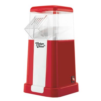 Palomitero retro o vintage Jocca con 1200W de potencia para preparar saludables palomitas en 3 minutos en casa sin necesidad de aceite o mantequilla
