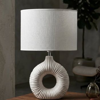 Lámpara de mesa cerámica blanca 28,5x15x43 cm