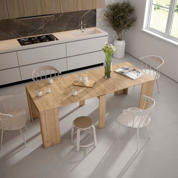 Mesa de comedor extensible efecto madera roble 222x90x77cm