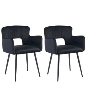 Conjunto de 2 sillas de comedor  terciopelo negro