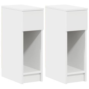 Mesillas De Noche Con Cajón 2 Uds Blanco 20x36x60 Cm Vidaxl