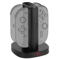estacion de carga konix 3328170304764 para 4 joy-con nintendo switch 2 negro