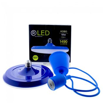 Portalámparas + bombilla azul (18w)