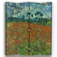 legendarte - biombo campo de amapolas - vincent van gogh - separador de ambientes para interiores cm 145x170 4 paneles