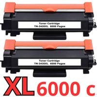 2 toner compatibles brother tn2420 xl - con chip - tn-2420 alta capacidad  jumbo brother mfc l2710dw mfc-l2710dw hl-l2350dw dcp-l2530dw mfc-l2710dn mfc-l2750dw hl-2310d