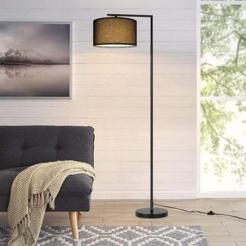 Lámpara De Pie Para Salón Diseño Tela Moderna Lámpara De Lectura E27 Con Interruptor De Pie Zmh Negro