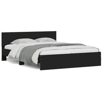 Estructura De Cama Con Cabecero Negra 140x190 Cm Vidaxl
