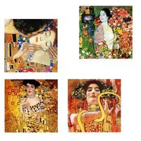 legendarte - cuadro lienzo impresion digital - pinturas klimt - composicion 2 - decoracion pared cm 50x50 4 paneles