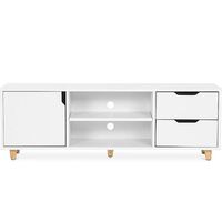 mueble tv de madera - diseno escandinavo - waan blanco
