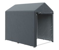 outsunny carpa de jardin exterior para herramientas bicicletas 12x18x165 m cobertizo exterior con 2 habitaciones puerta enrollable con cremallera impermeable anti-uv garaje portatil gris oscuro