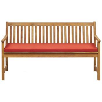 Banco De Jardín De Madera De Acacia Clara 160 Cm Listones Cojín Terracota Para Exterior Estilo Rústico Vivara