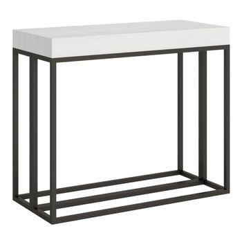 Consola extensible 90x40/196 cm efecto madera fresno blanco, hierro