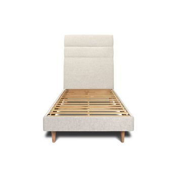 Cama 140x190 Cm Con Cabecero En Línea - Tejido Lienzo Mate