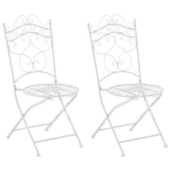 Juego De 2 Sillas Para Jardín Indra Plegables Metal Blanco 50x40x92 Cm Clp