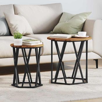 Vidaxl Mesa De Café 2 Uds. Madera Envejecida 50 X 50 X 50 Cm