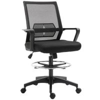 vinsetto sillon de oficina asiento alto ajustable 64x59x104-124 cm taburete de oficina giratorio 360 malla transpirable   aosom espana