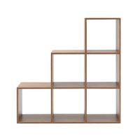escalera de libreria con 6 cubos de mdf color marron roble