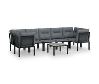 juego de muebles de jardin 8 piezas ratan sintetico negro y gris