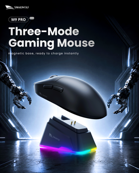 Ratón inalámbrico para juegos SMAILWOLF M9, Bluetooth, tres modos, ligero, PAW3311, FBS 1KHZ, carga magnética