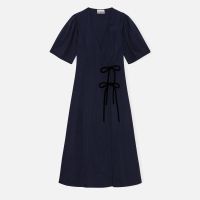ganni wrap twill midi dress - 36