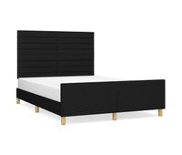 estructura de cama con cabecero de tela negro 140x200 cm rayas horizontales