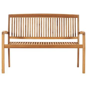 Banco De Jardín 2 Plazas | Banco De Exterior | Silla De Jardín Madera Maciza De Teca 128,5 Cm