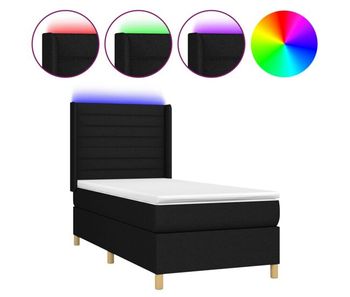 Cama box spring colchón y luces led tela negro 80x200 cm rayas horizontales